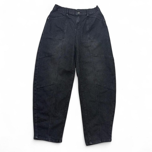 Madden Nyc Denim - Black Barrel Leg Jeans Madden NYC Front Seam Balloon Pants  Skater Grunge Size M